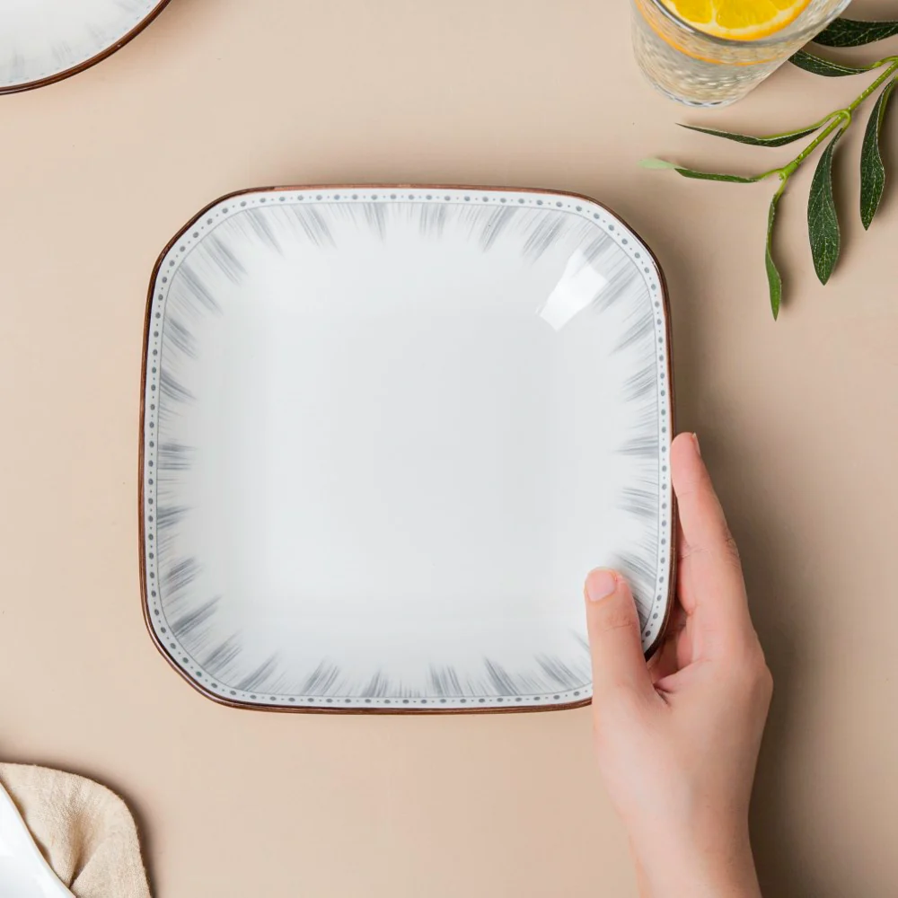 Dainty Patterned Ceramic Pasta Dish Square 7.5 Inch - Image 2