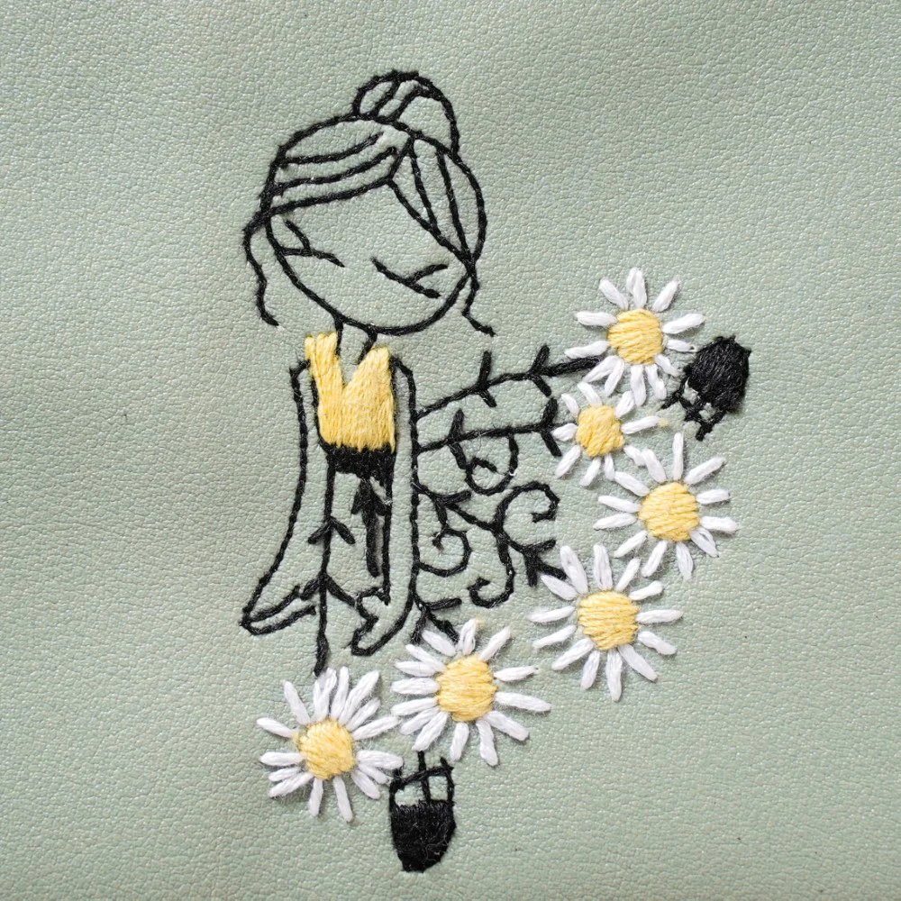 Dancing Ballerina Embroidered Coin Pouch Green - Image 4