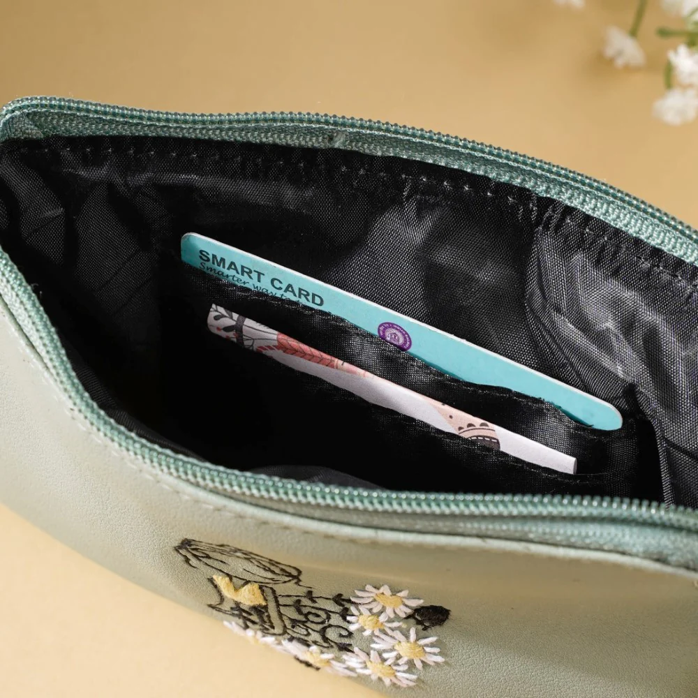 Dancing Ballerina Embroidered Coin Pouch Green - Image 5