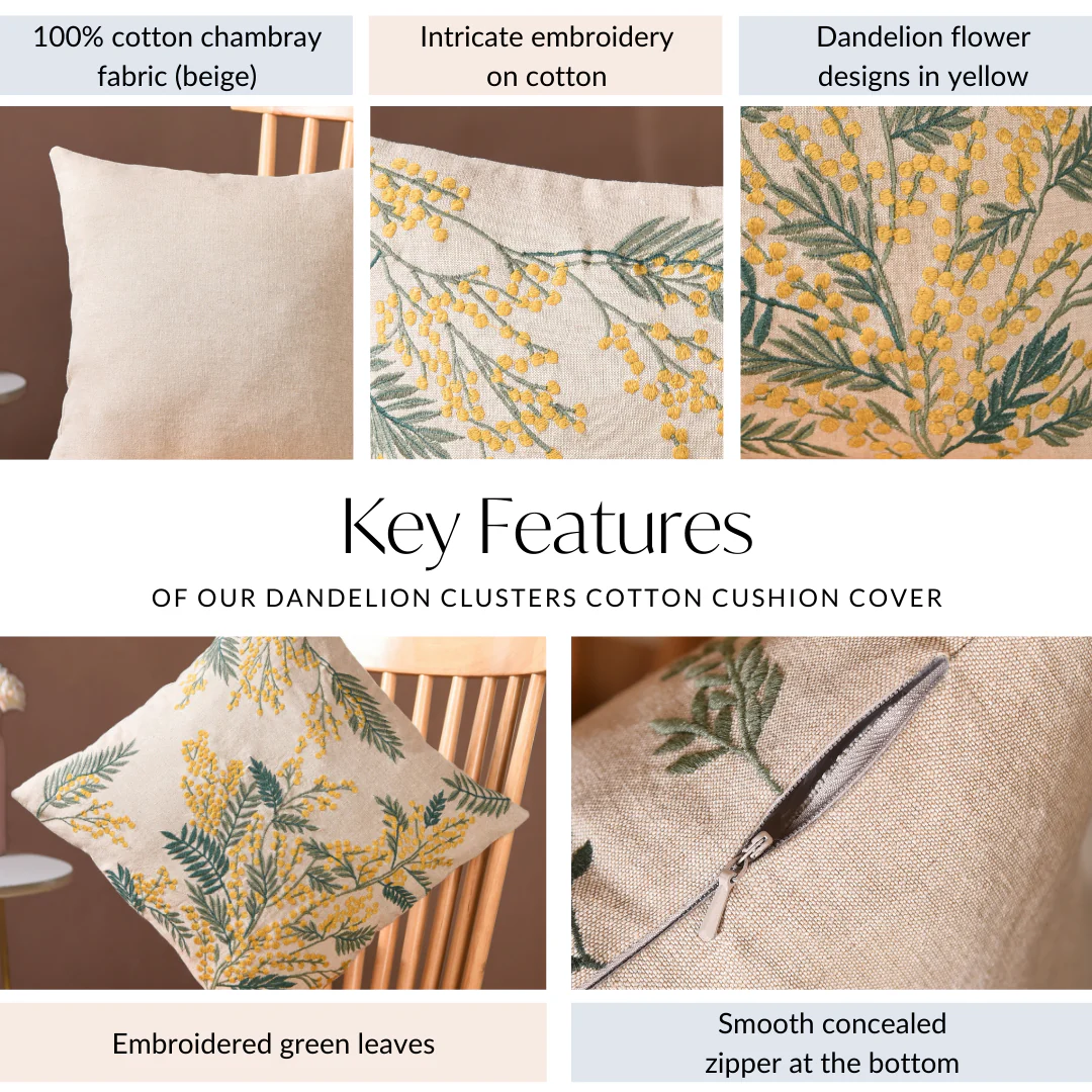 Dandelion Clusters Cotton Cushion Cover 40x40cm - Image 5