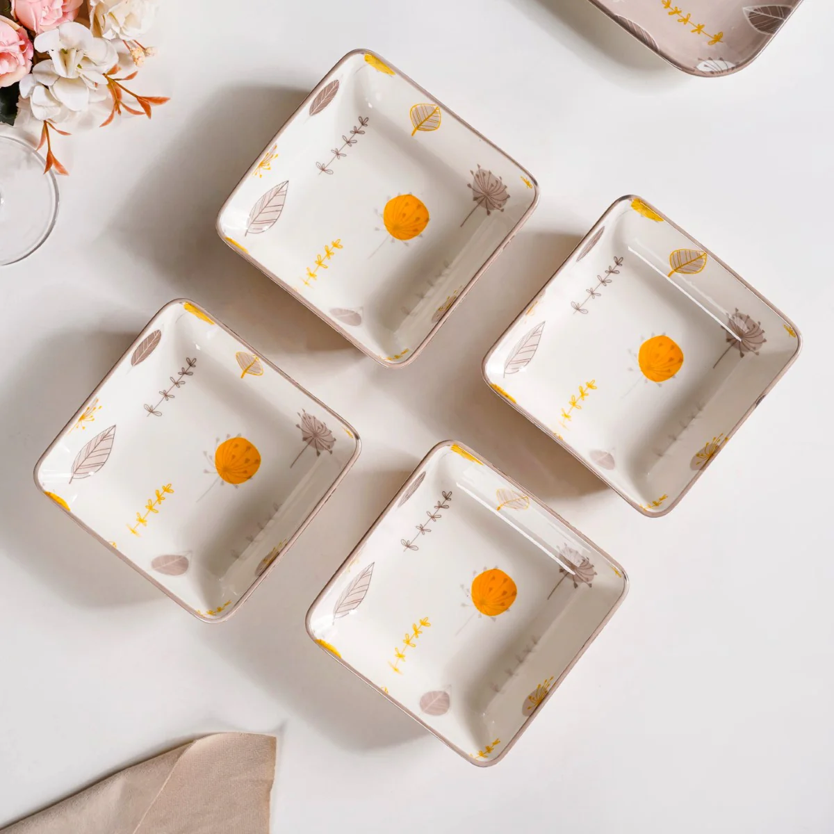 Dandelion Square Snack Bowl Set Of 4 600ml - Image 2