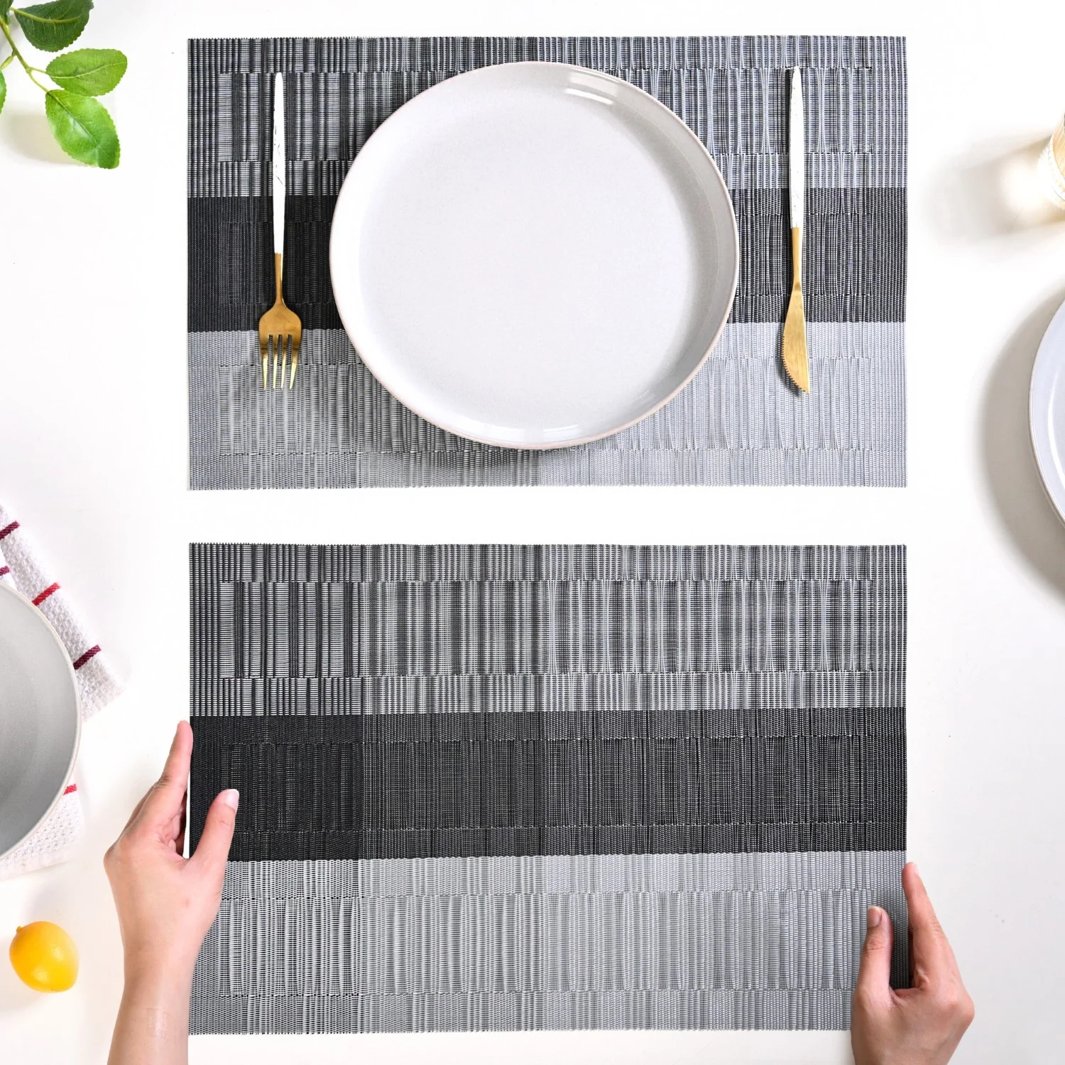 Dark Grey And Black Mat Set Of 6 - Image 2