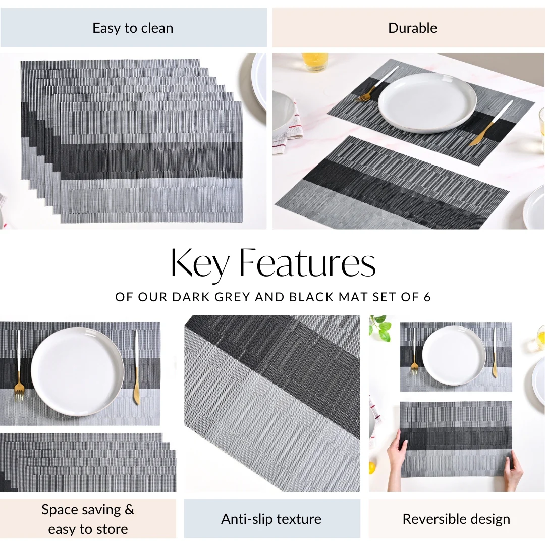 Dark Grey And Black Mat Set Of 6 - Image 5