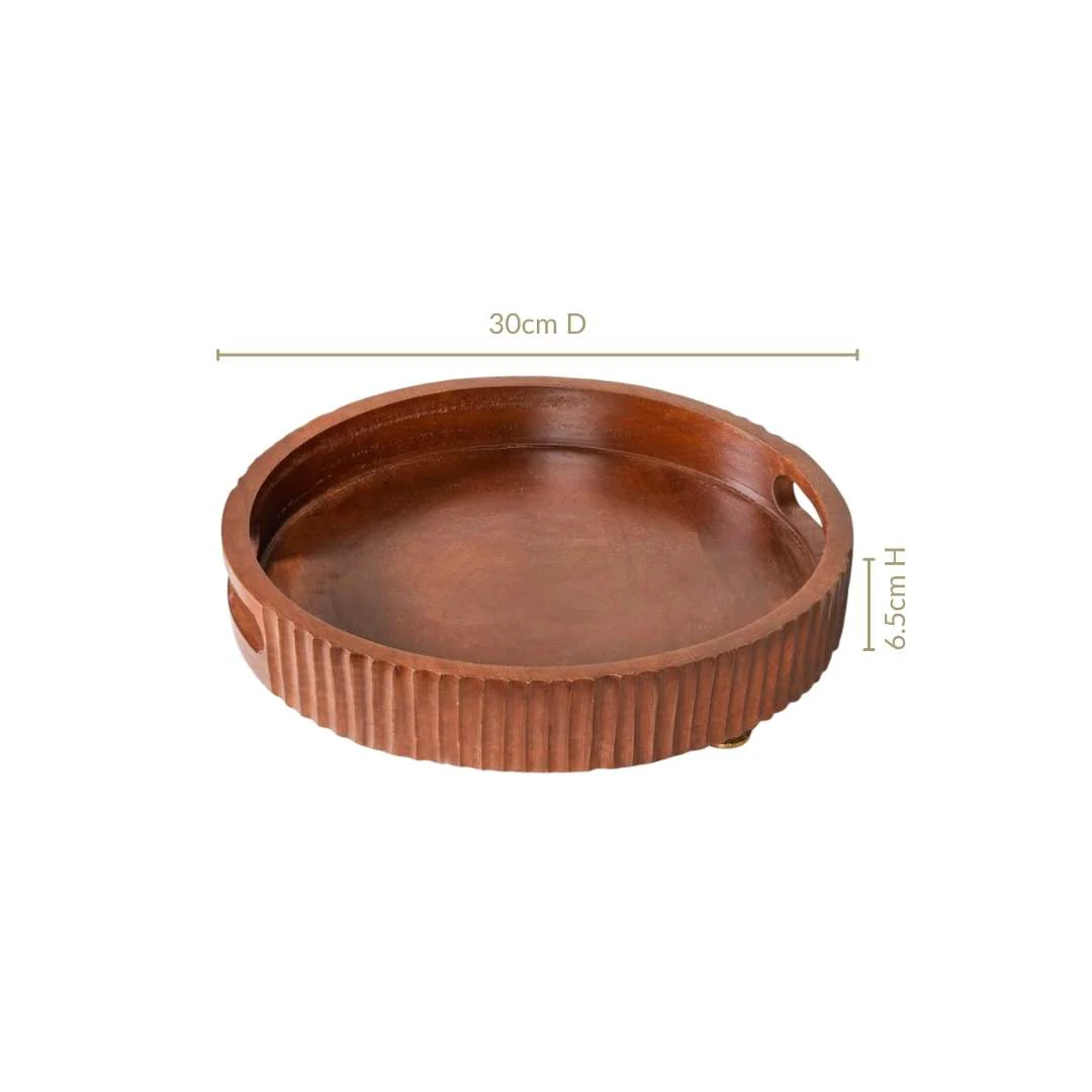 Dark Wood Serving Tray 30cm - Image 5