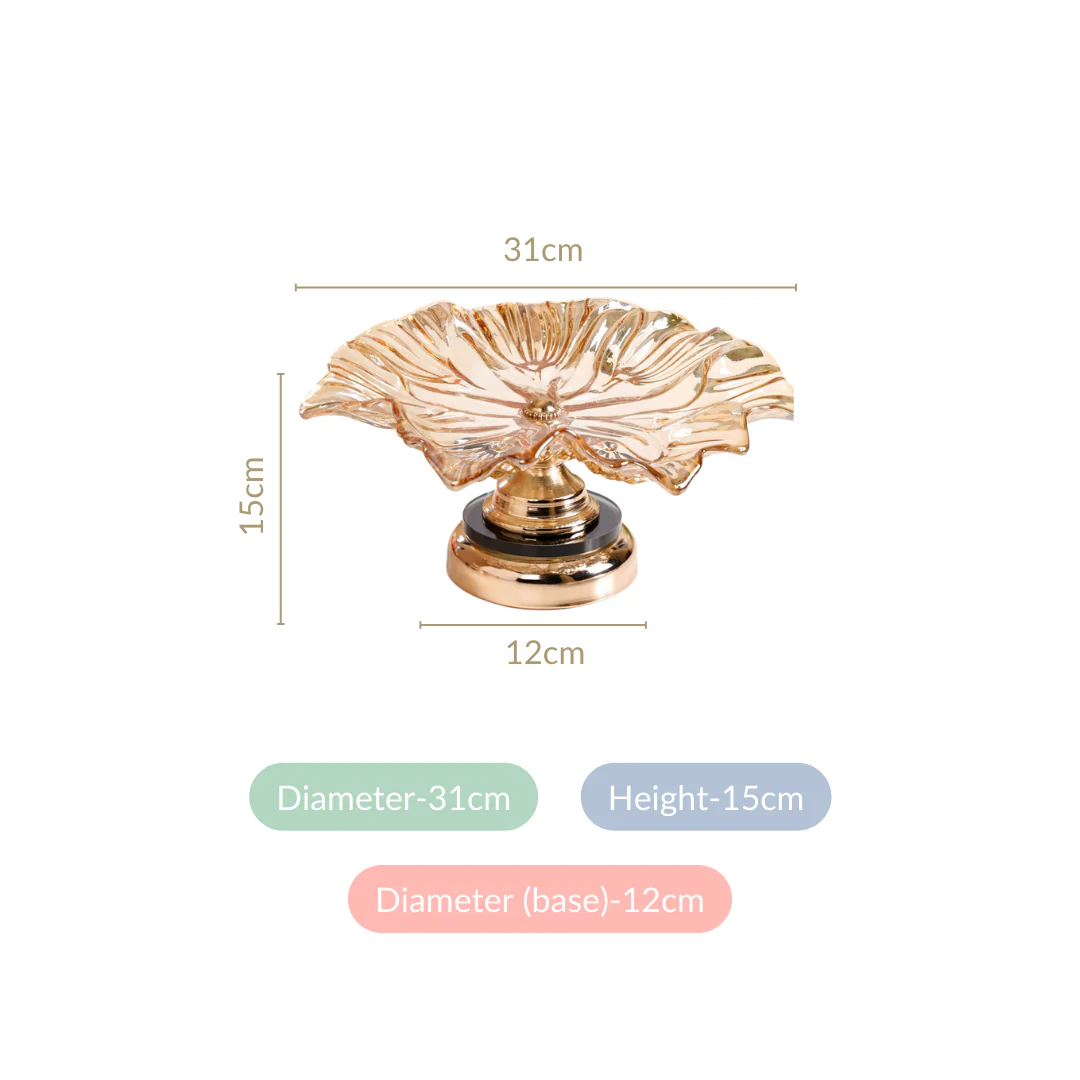 Decorative Crystal Glass Platter With Metal Stand - Image 4