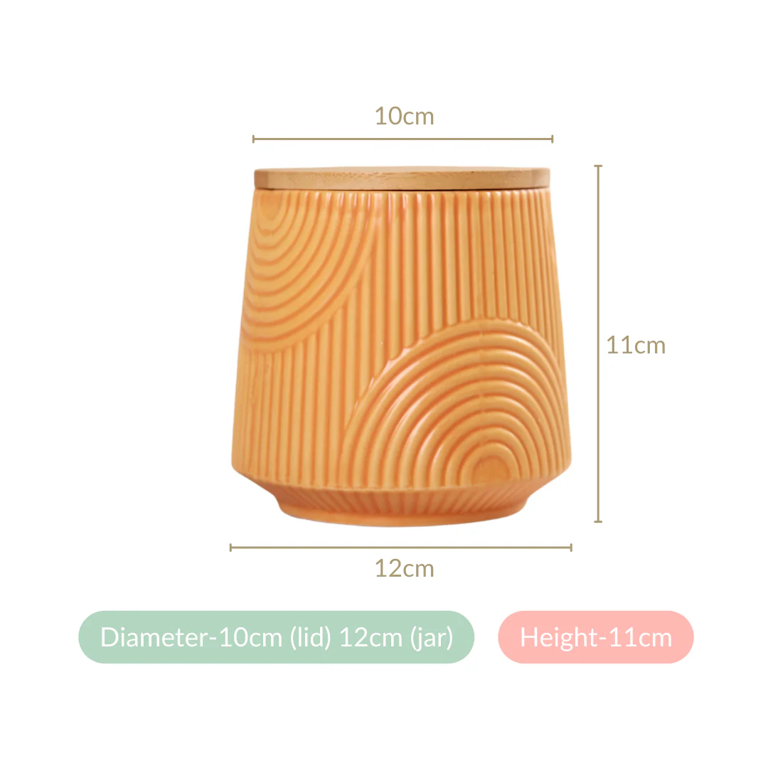 Decorative Embossed Ceramic Jar Set of 2 - Image 3
