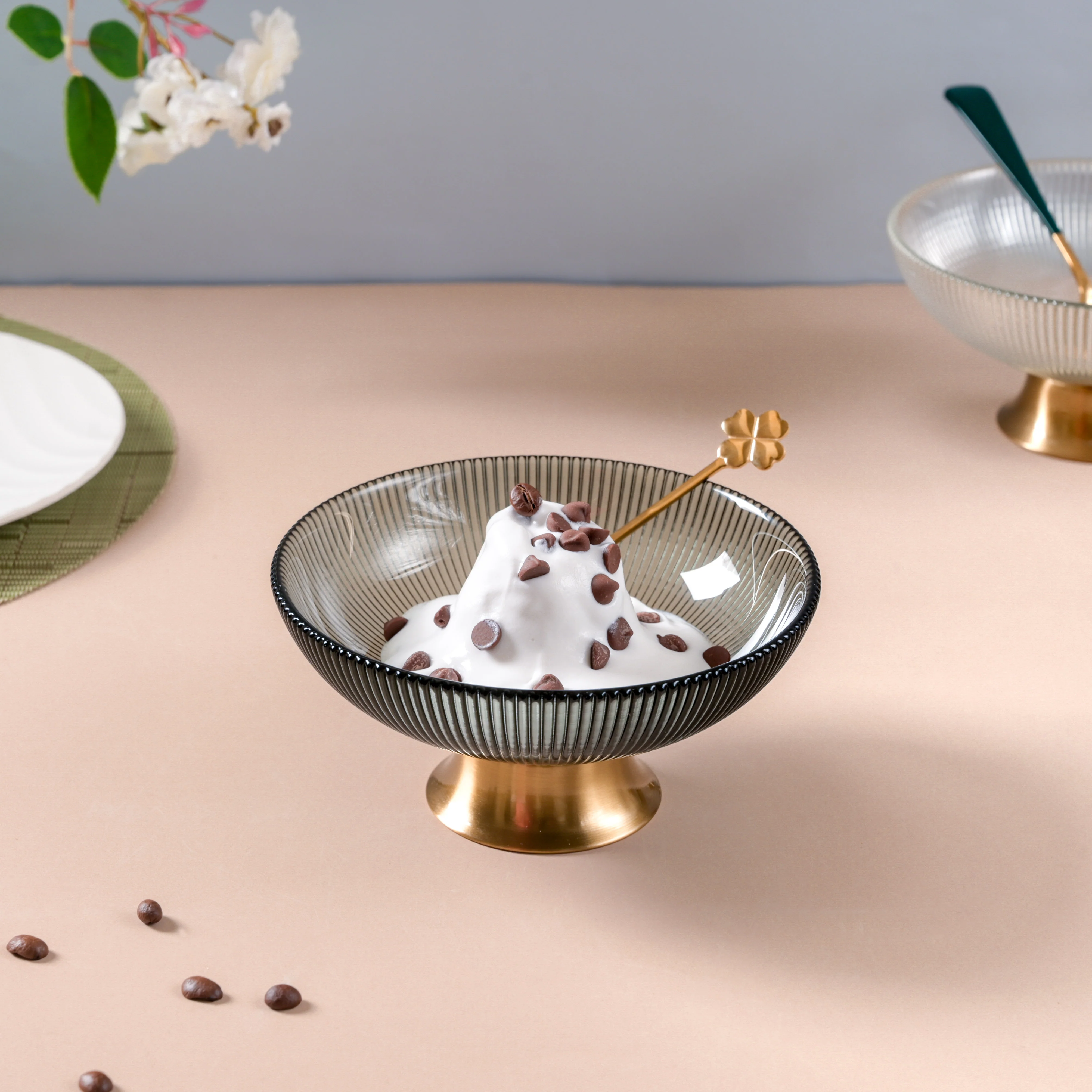 Decorative Glass Bowl with Stand - Image 3
