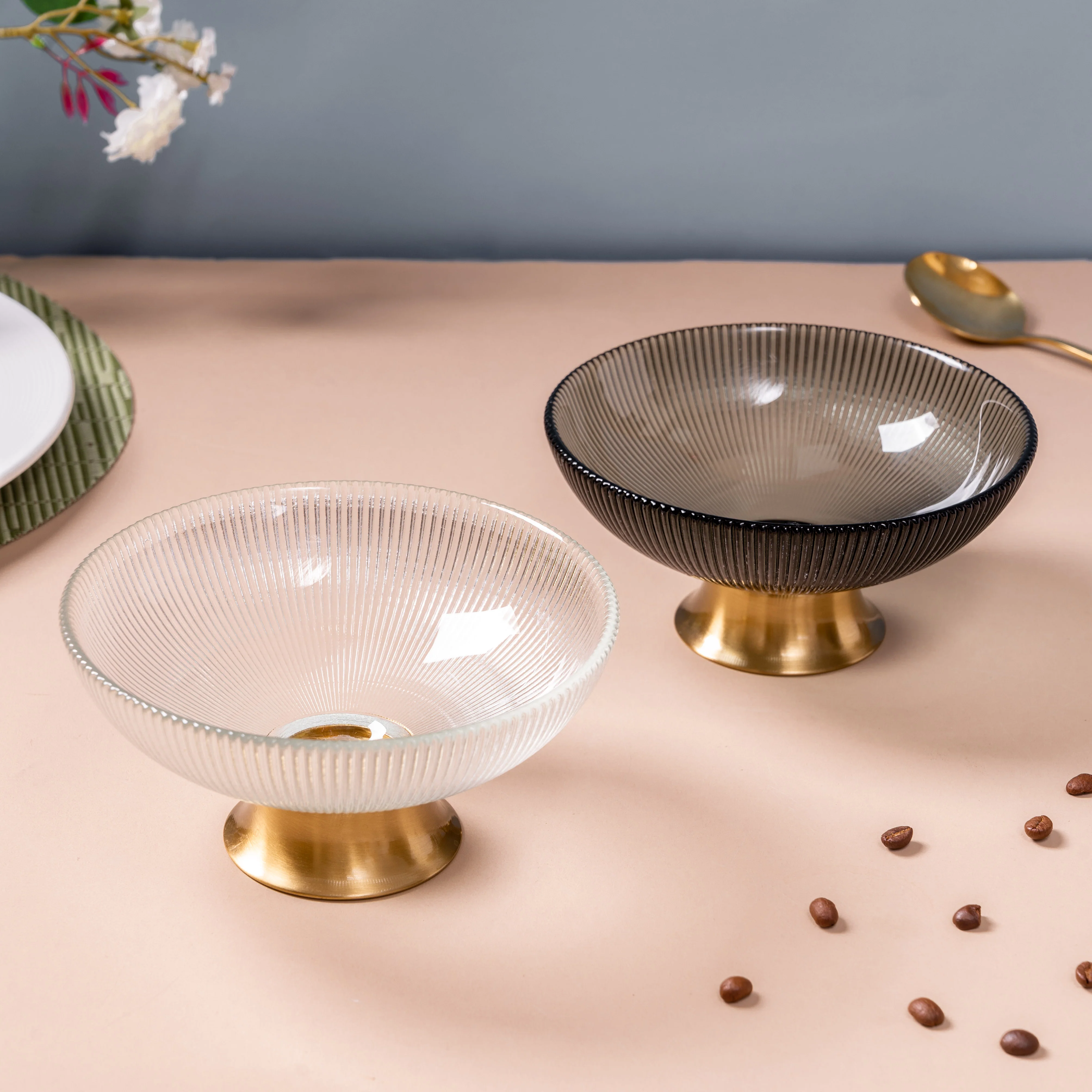 Decorative Glass Bowl with Stand - Image 5