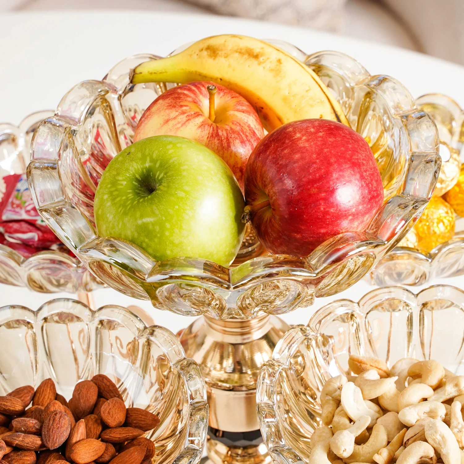 Decorative Glass Bowls Set of 5 With Rotating Metal Stand - Image 7