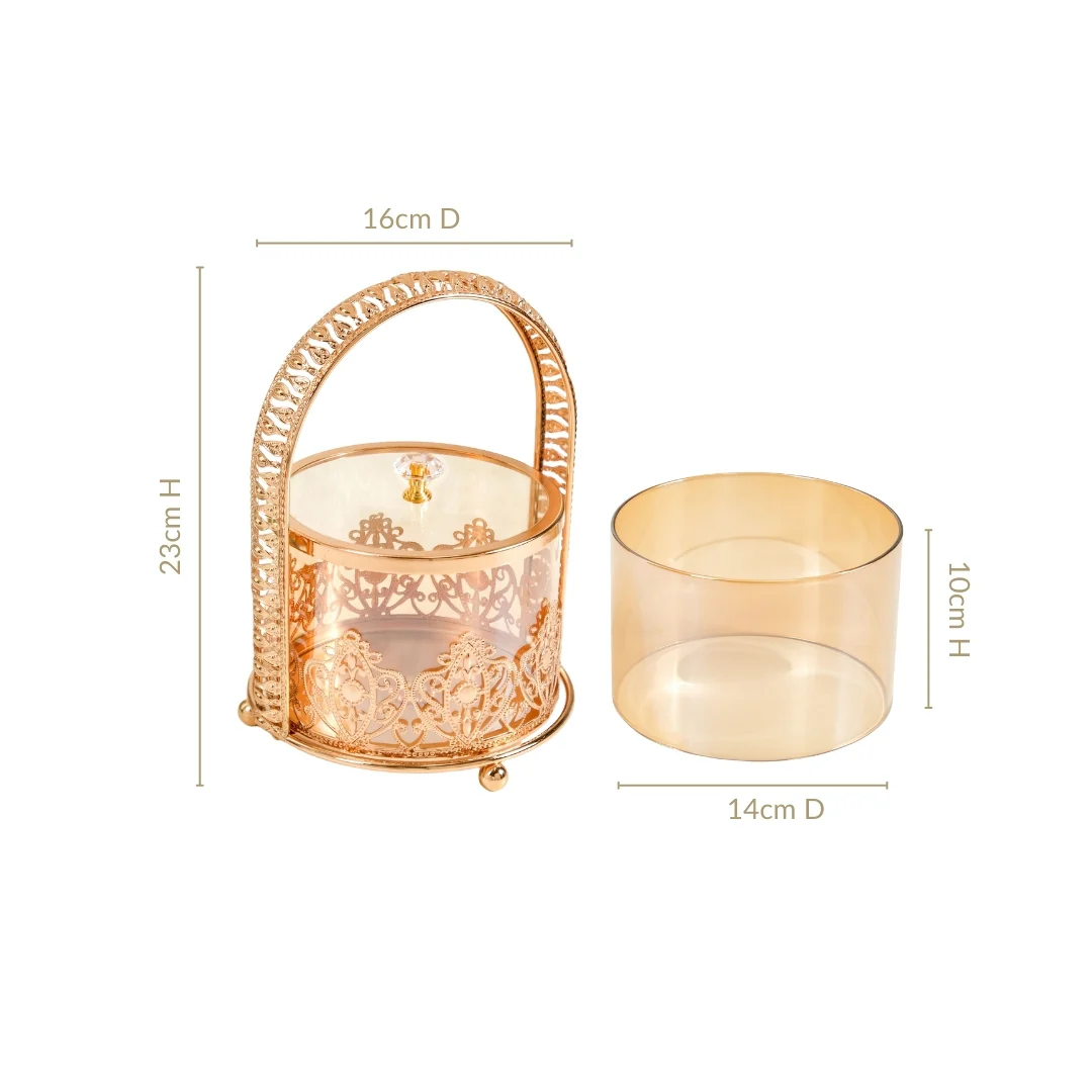 Decorative Glass Candy Jar With Handle And Lid - Image 3