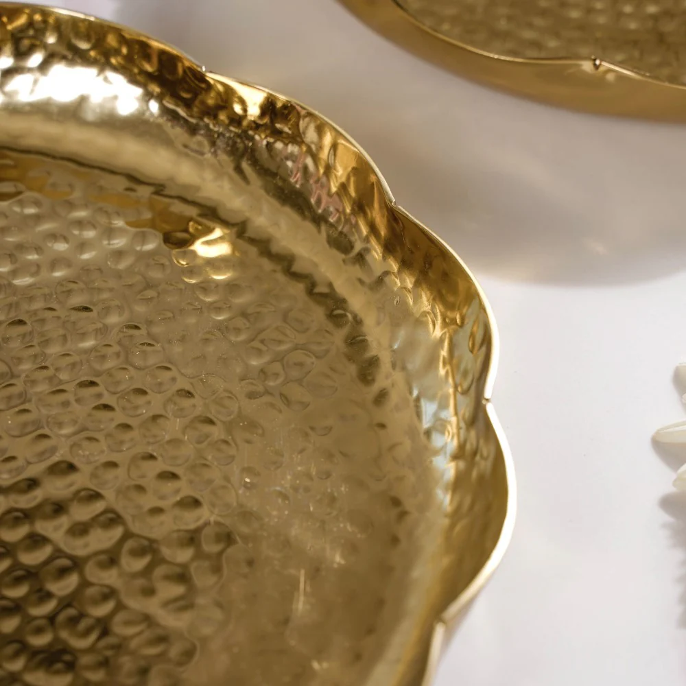 Decorative Gold Urli Tray Set Of 2 - Image 5