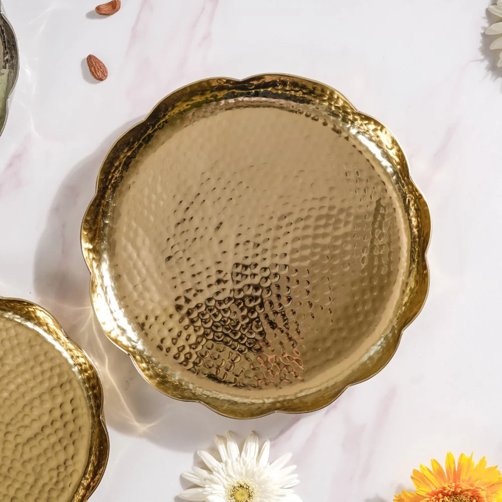 Decorative Gold Urli Tray Set Of 2 - Image 6