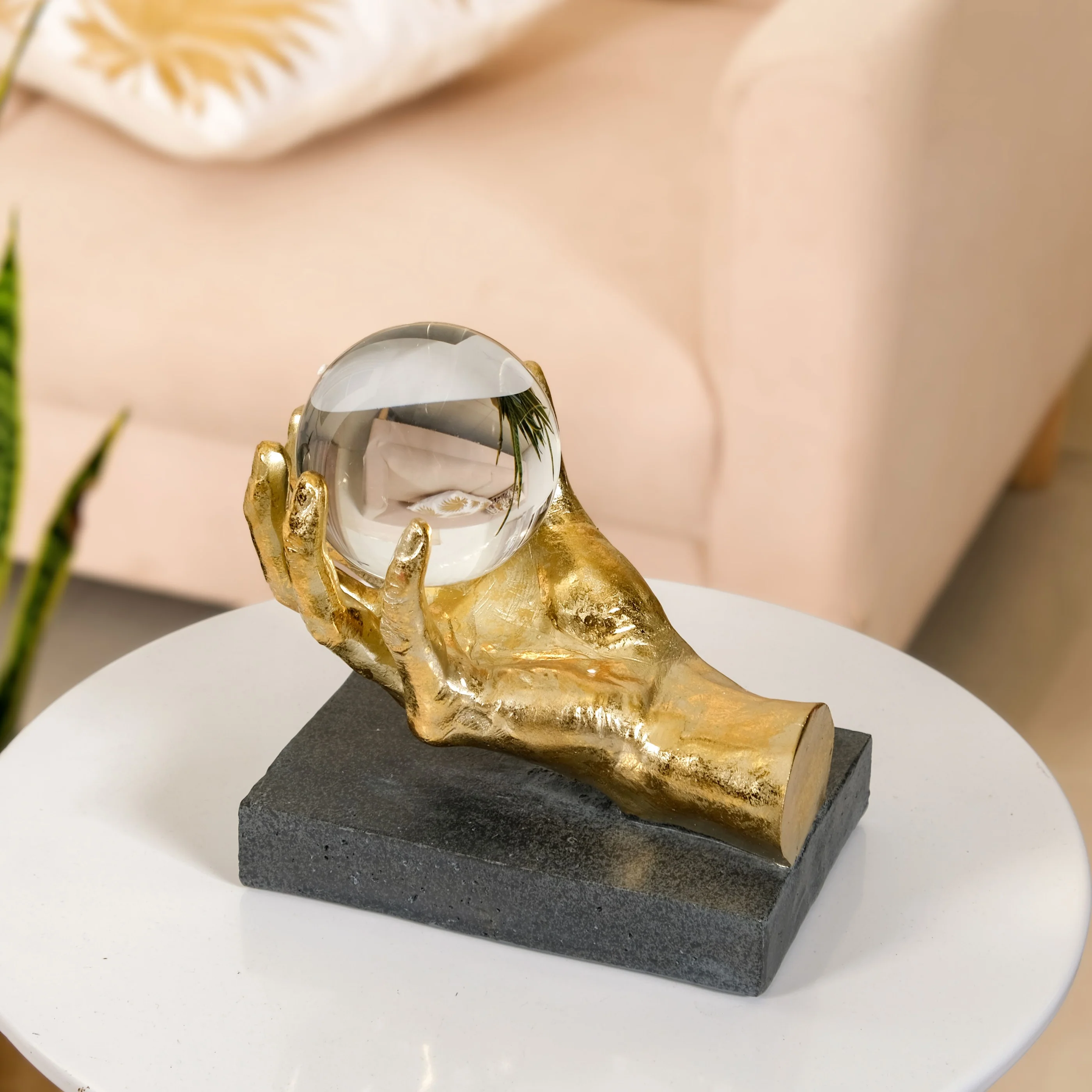 Decorative Hand Holding Crystal Figurine