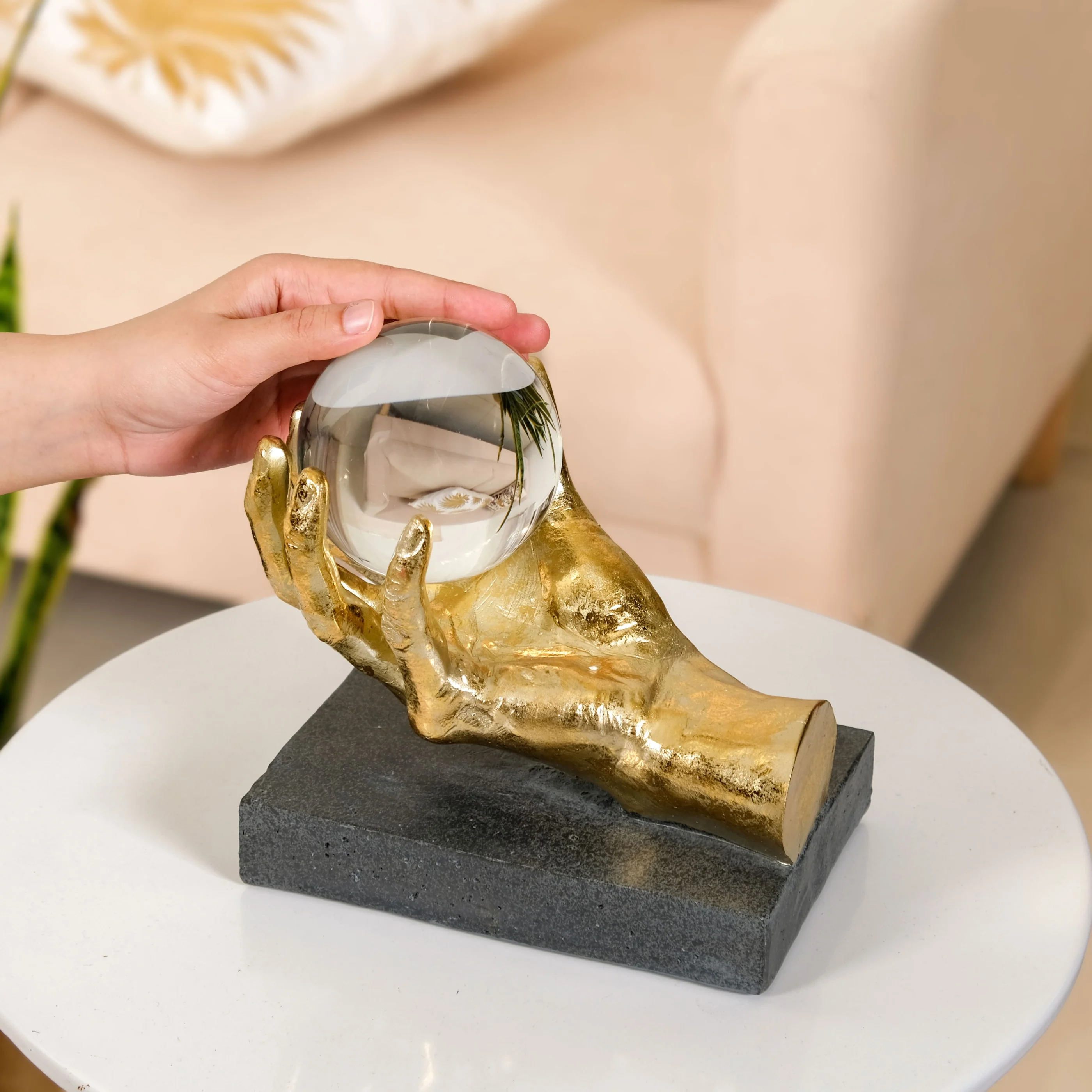 Decorative Hand Holding Crystal Figurine - Image 2