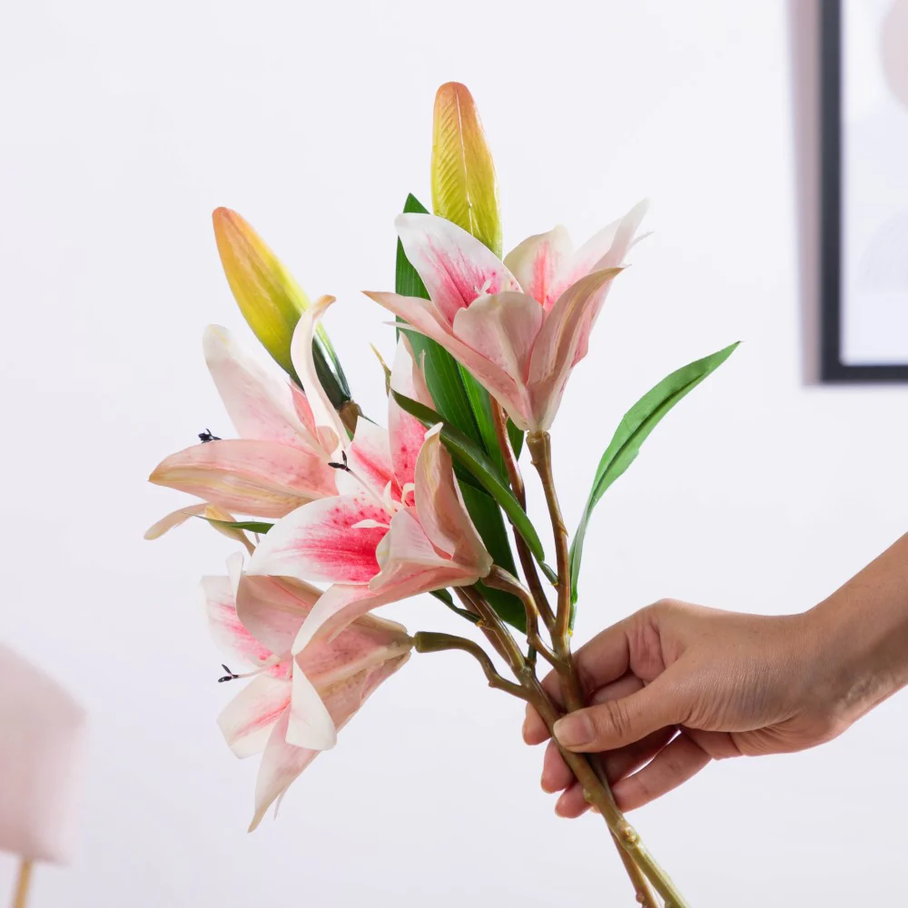 Decorative Lily Branch Pink Set Of 2 - Image 2