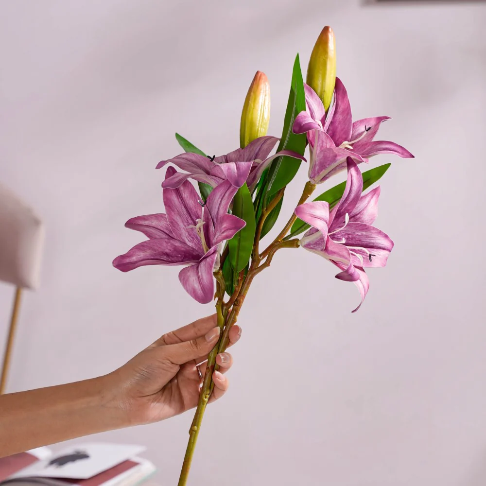 Decorative Lily Branch Purple Set Of 2 - Image 2