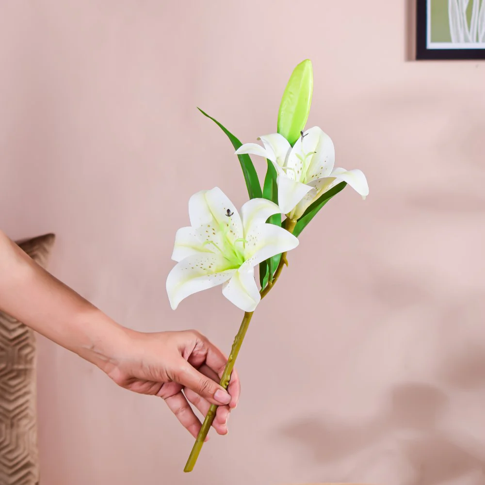 Decorative Lily Branch White Set Of 2 - Image 4