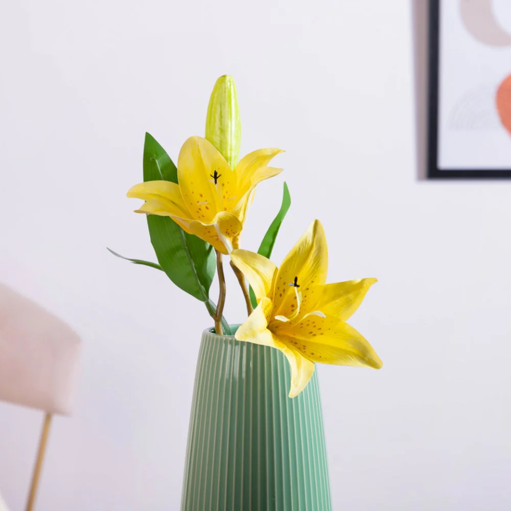 Decorative Lily Branch Yellow Set Of 2 - Image 6