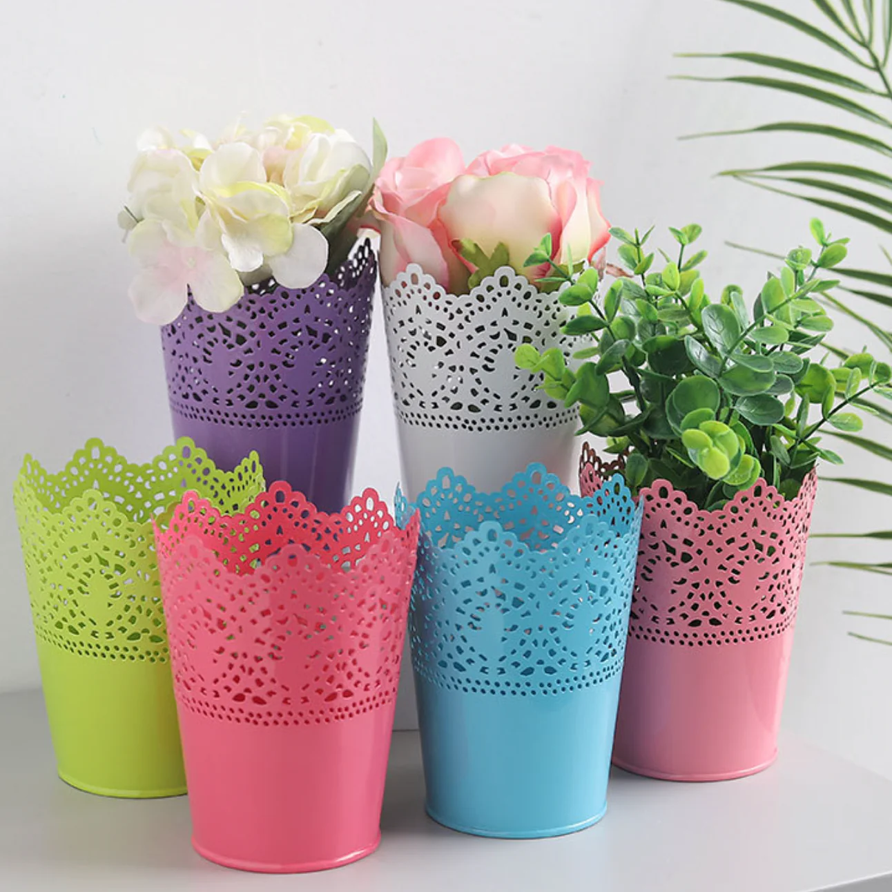 Decorative Metal Lace Design Planter Basket - Image 7