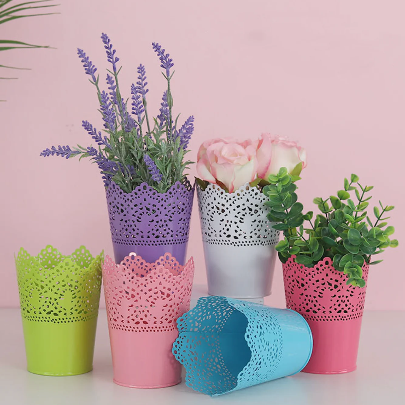 Decorative Metal Lace Design Planter Basket - Image 9