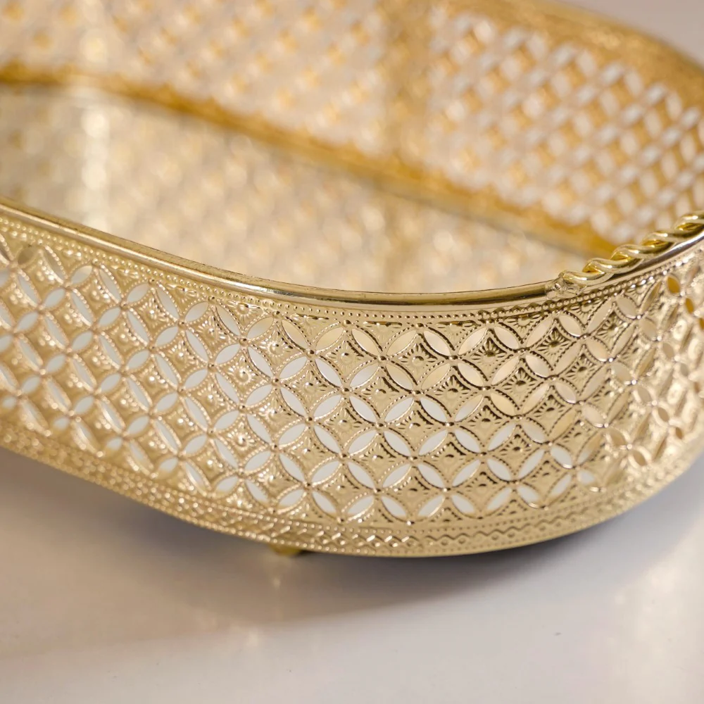 Decorative Oval Tray Gold Small - Image 11