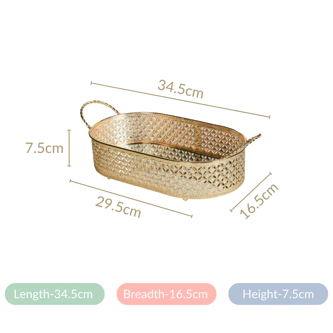 Decorative Oval Tray Gold Small - Image 14