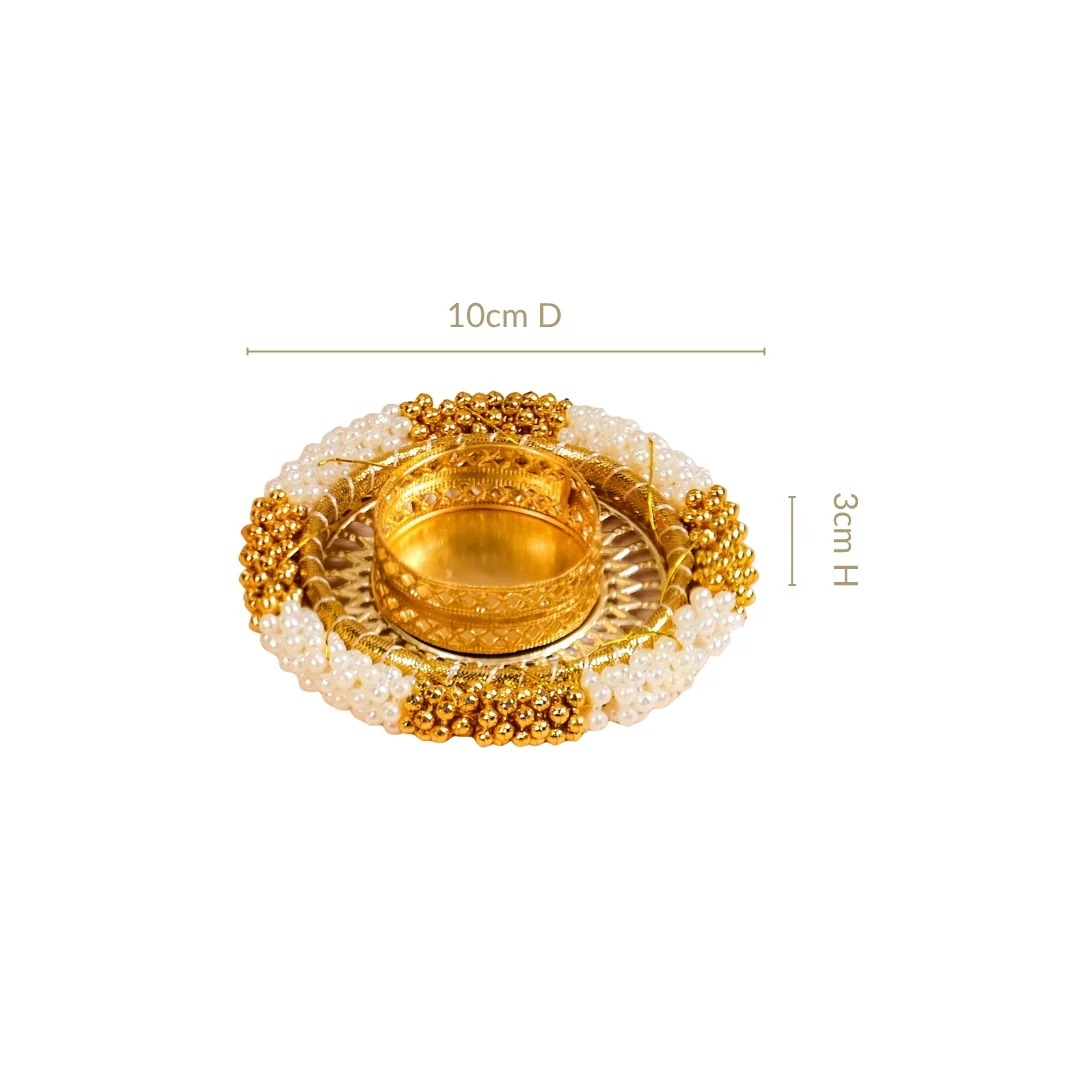 Decorative Pearl Gold Beaded Tealight Holders Set Of 6 - Image 4