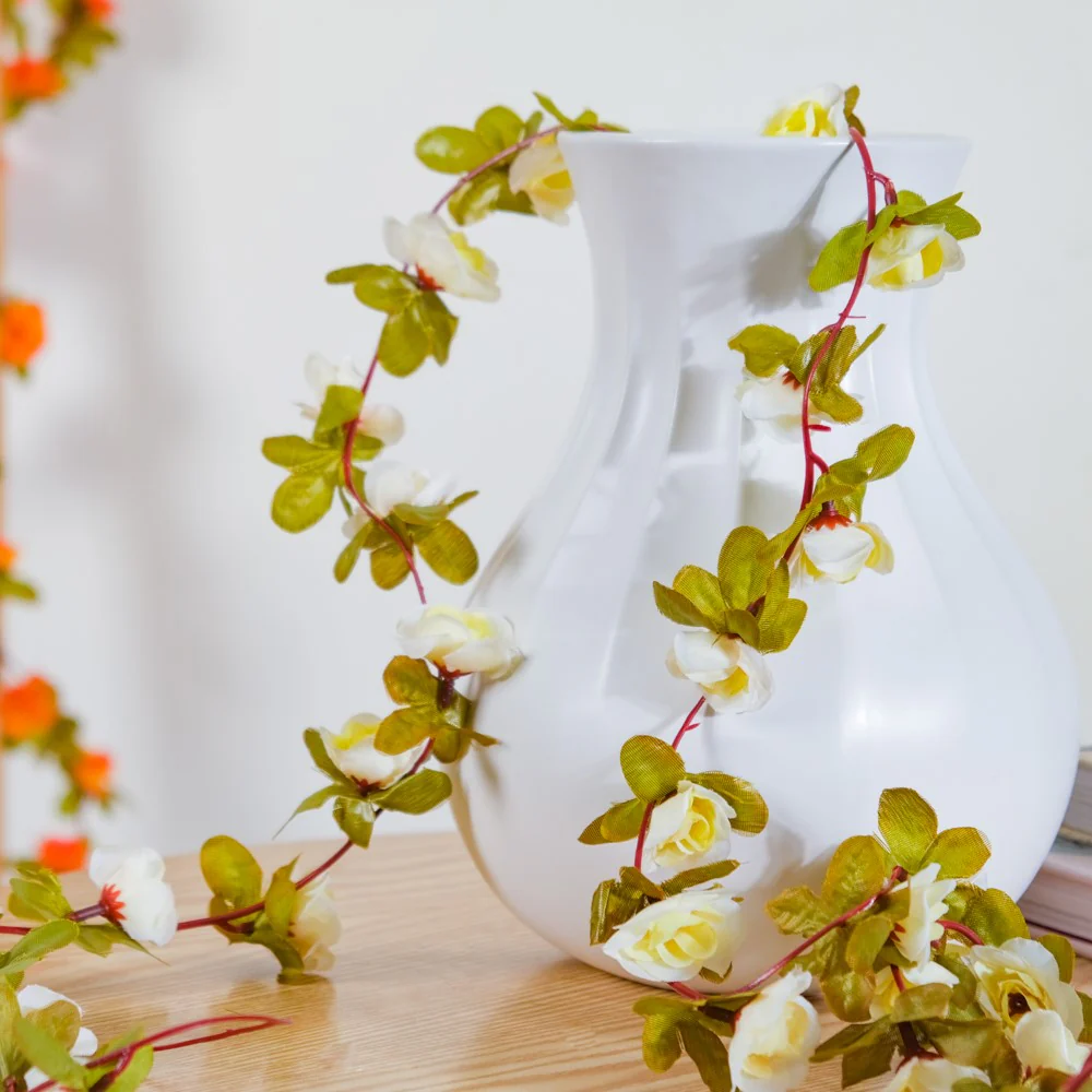 Decorative Roses And Leaves Vine White - Image 5