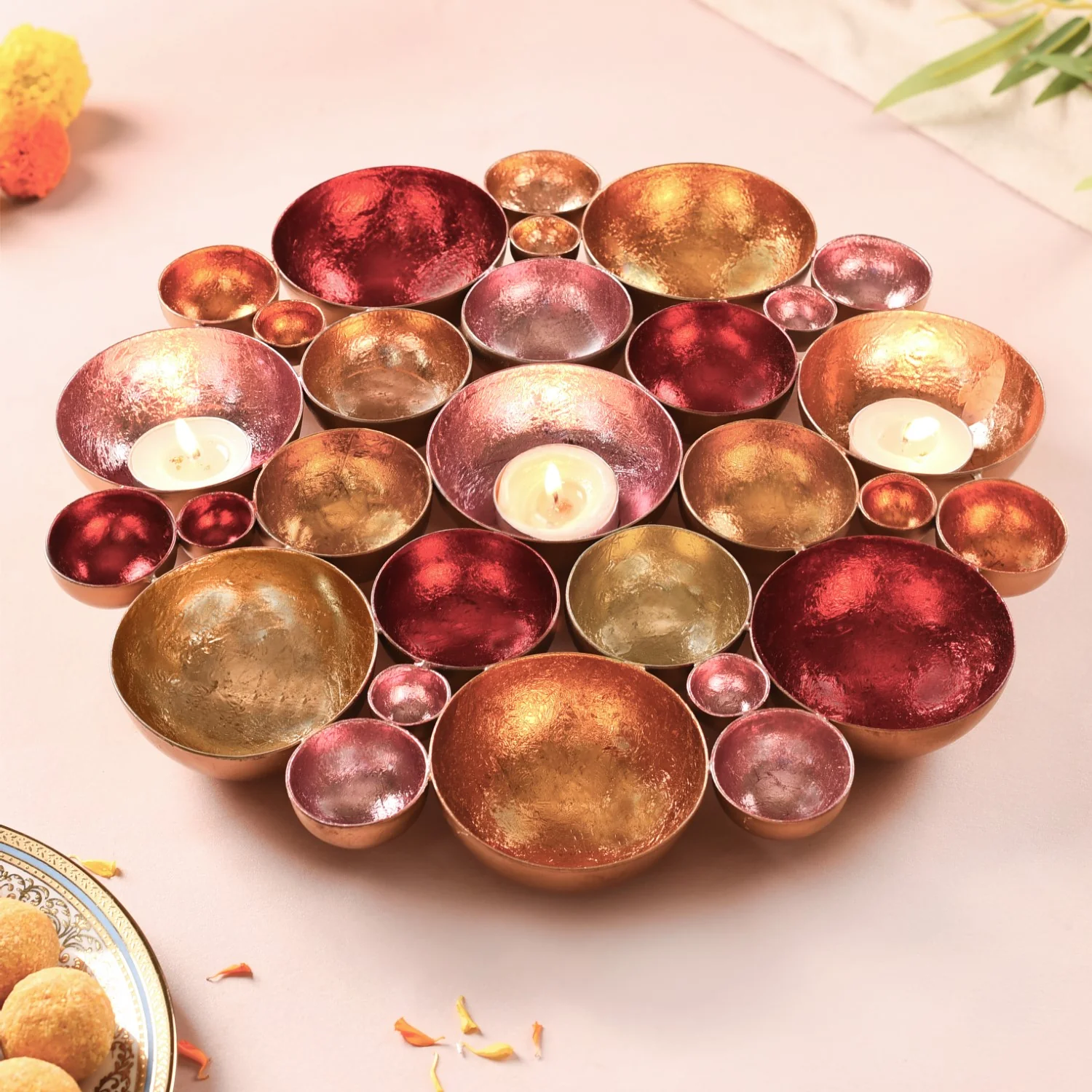 Decorative Tea Light Holder For Table Top Pink - Image 2