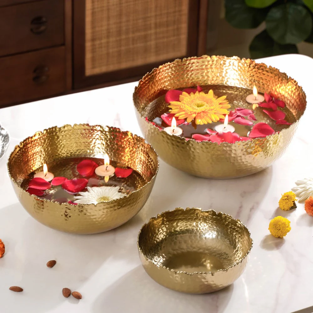 Decorative Urli Bowl Gold Set Of 3 - Image 15