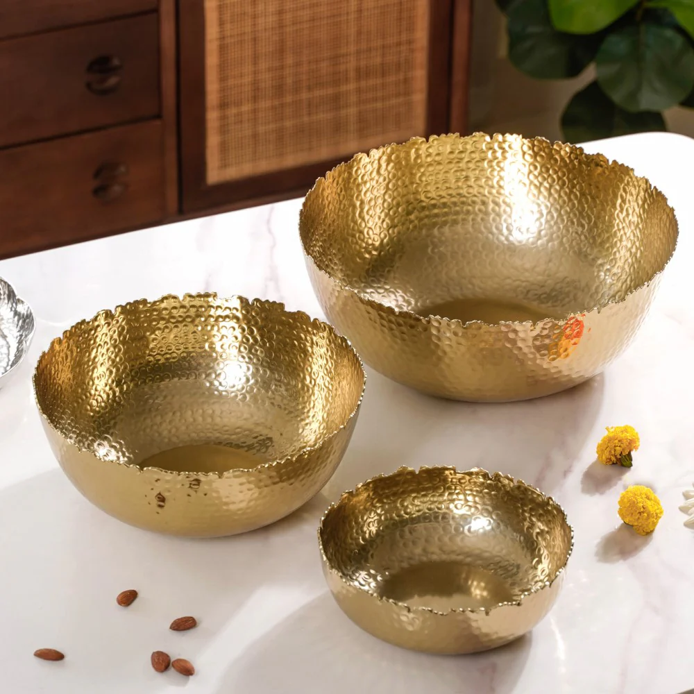 Decorative Urli Bowl Gold Set Of 3 - Image 3