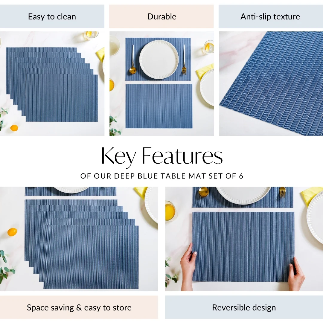 Deep Blue Dinner Table Mat Set Of 6 - Image 5