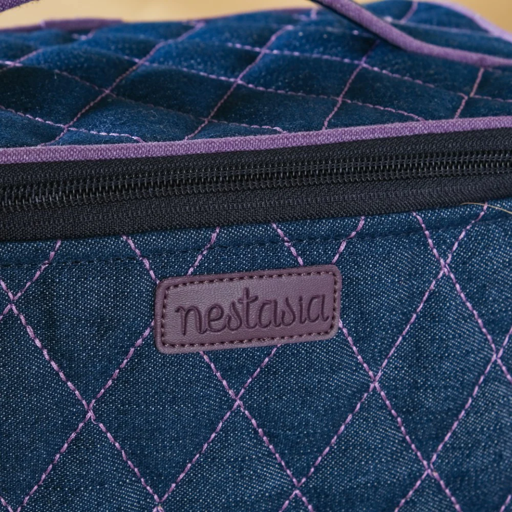 Denim Makeup Bag Set Of 2 Blue And Purple - Image 7