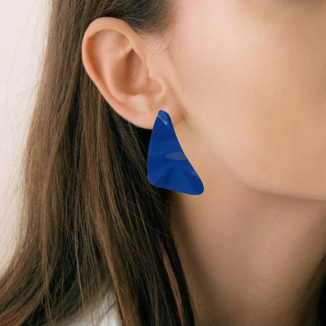 Dented Blue Drop Earrings - Image 5
