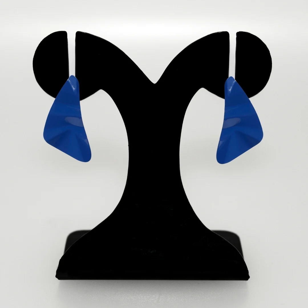 Dented Blue Drop Earrings - Image 6