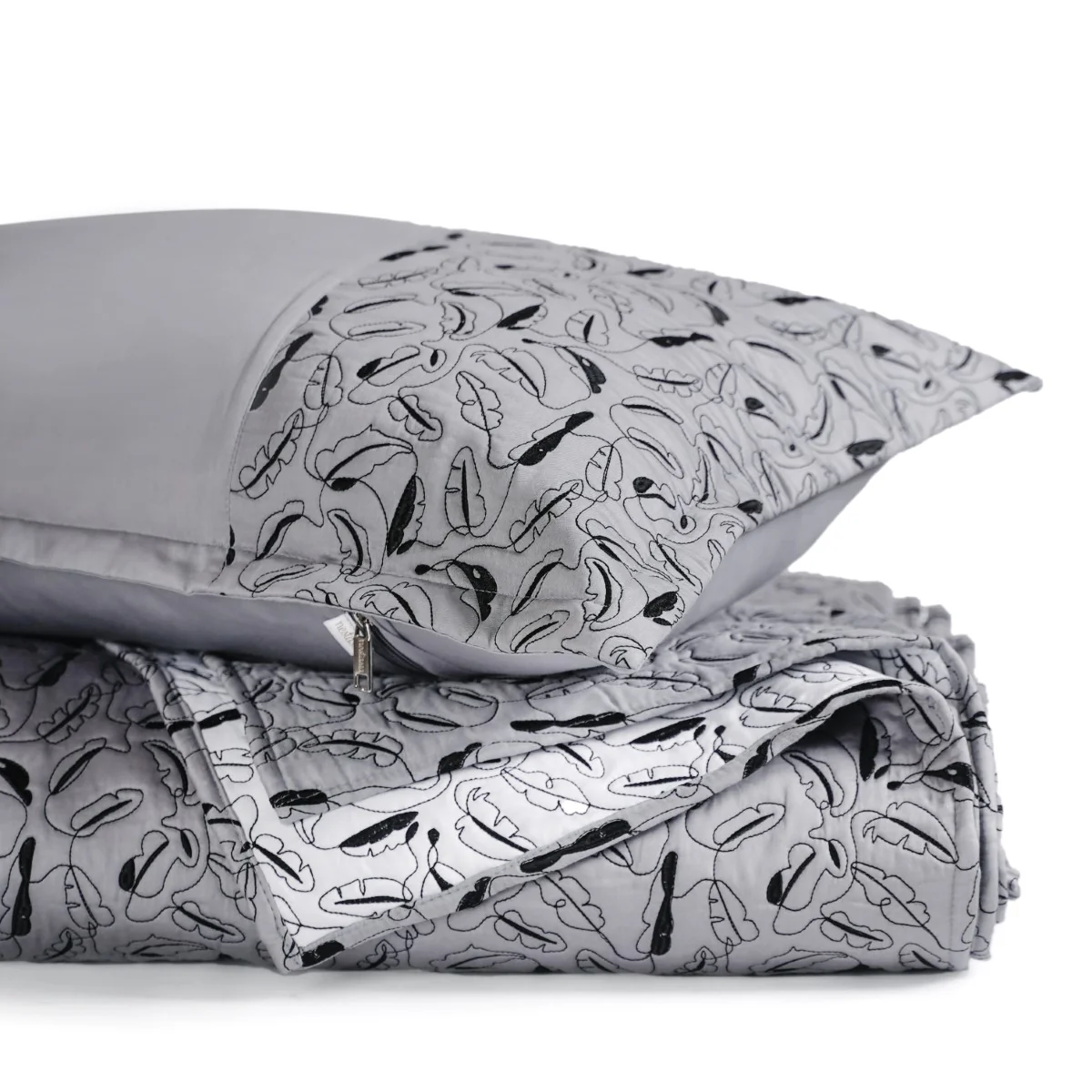 Designer King Size Bed Cover Grey - Image 2