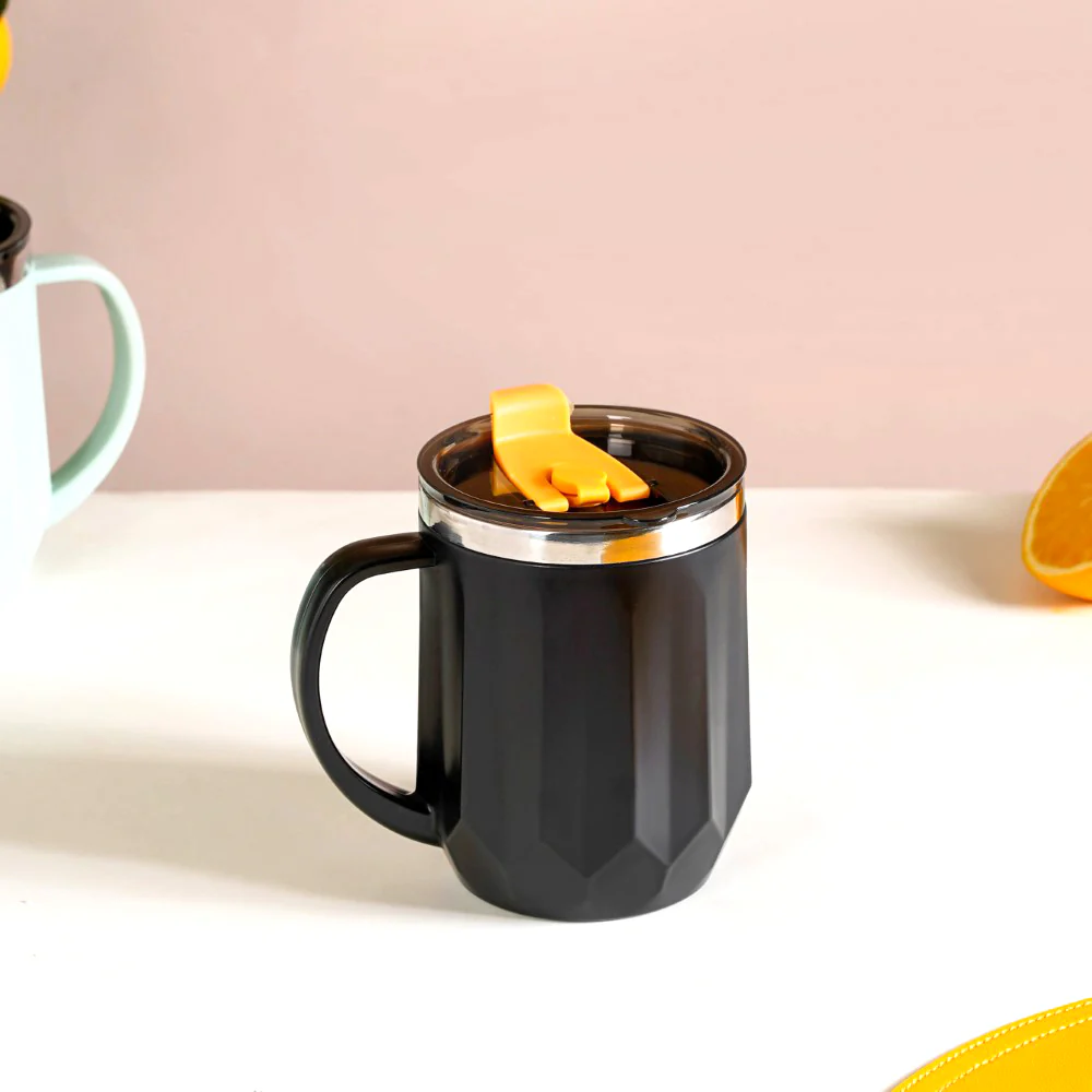 Desk Coffee Mug With Lid Set Of 2 Black 400ml - Image 4