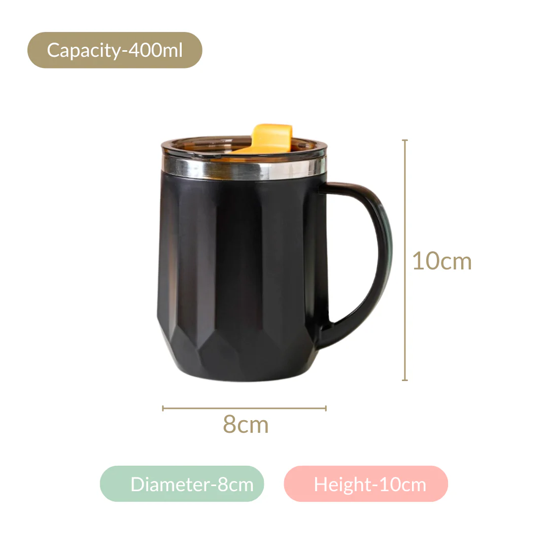 Desk Coffee Mug With Lid Set Of 2 Black 400ml - Image 7