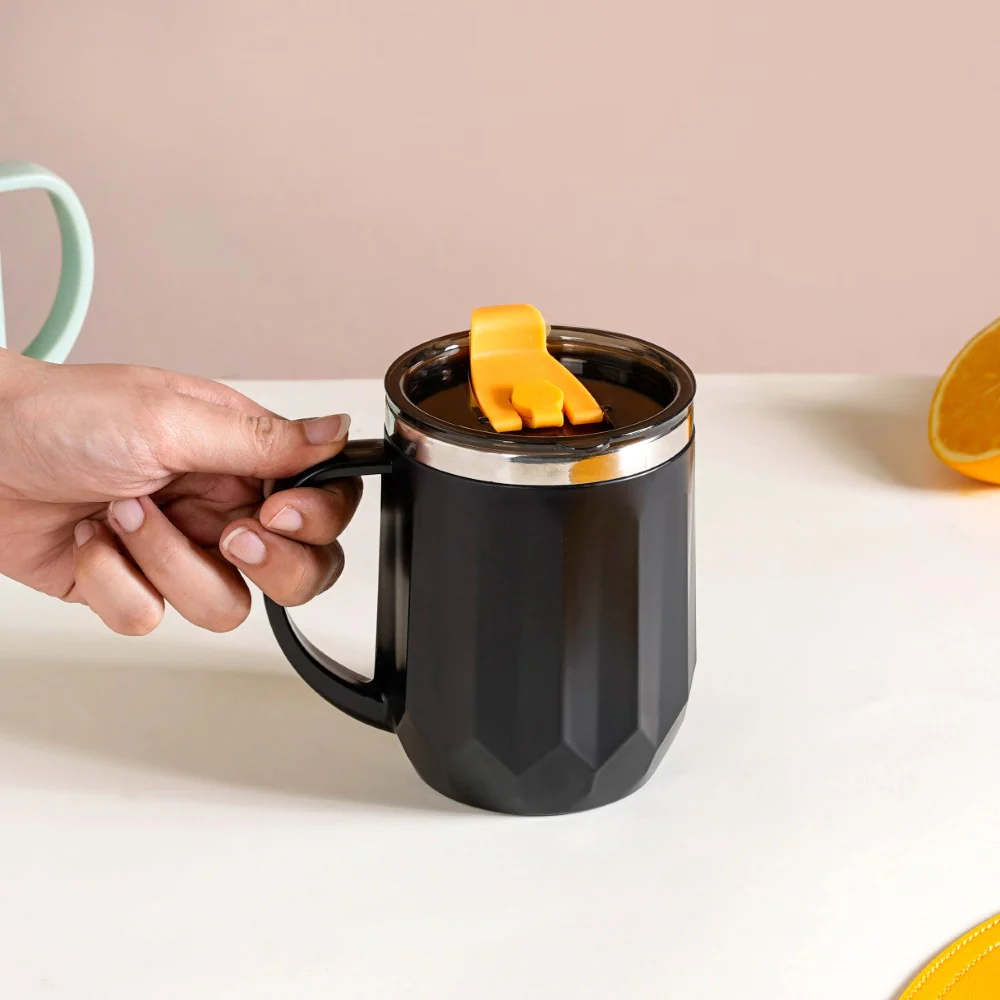 Desk Coffee Mug With Lid Set Of 2 Black 400ml - Image 8