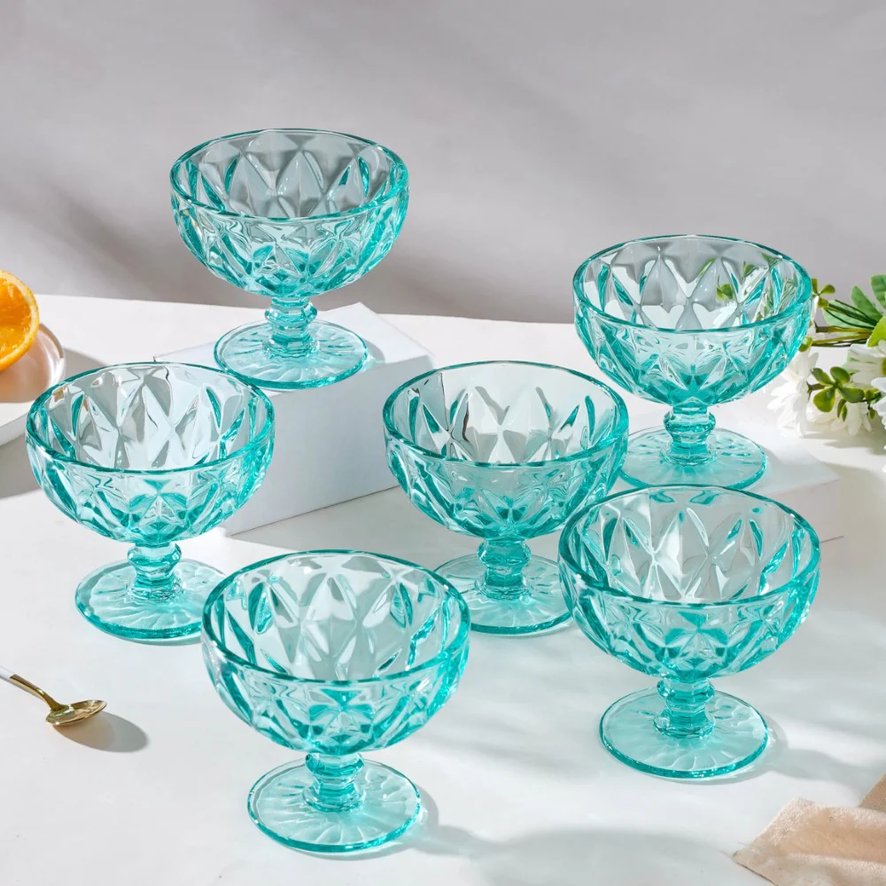 Dessert Serving Bowl Teal Set Of 6 300 ml - Image 3