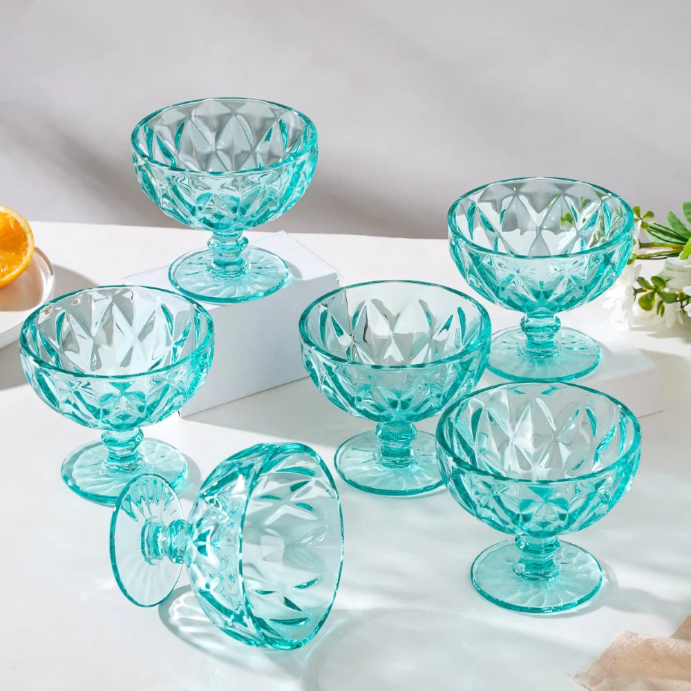 Dessert Serving Bowl Teal Set Of 6 300 ml - Image 6
