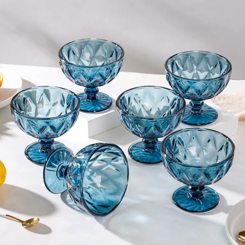 Dessert Serving Glass Blue Set Of 6 300 ml - Image 5