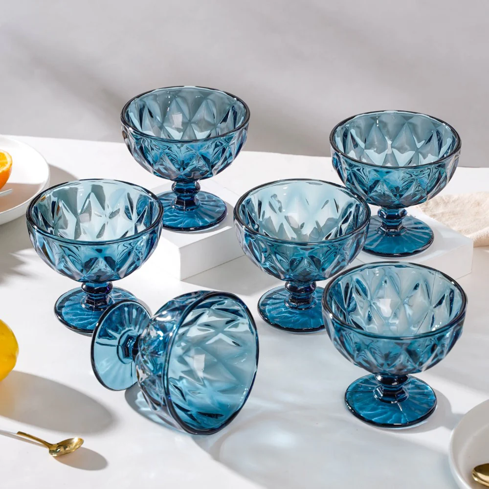 Dessert Serving Glass Blue Set Of 6 300 ml - Image 7