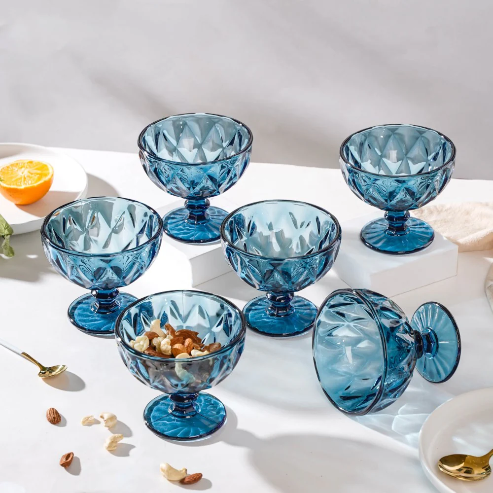 Dessert Serving Glass Blue Set Of 6 300 ml - Image 9