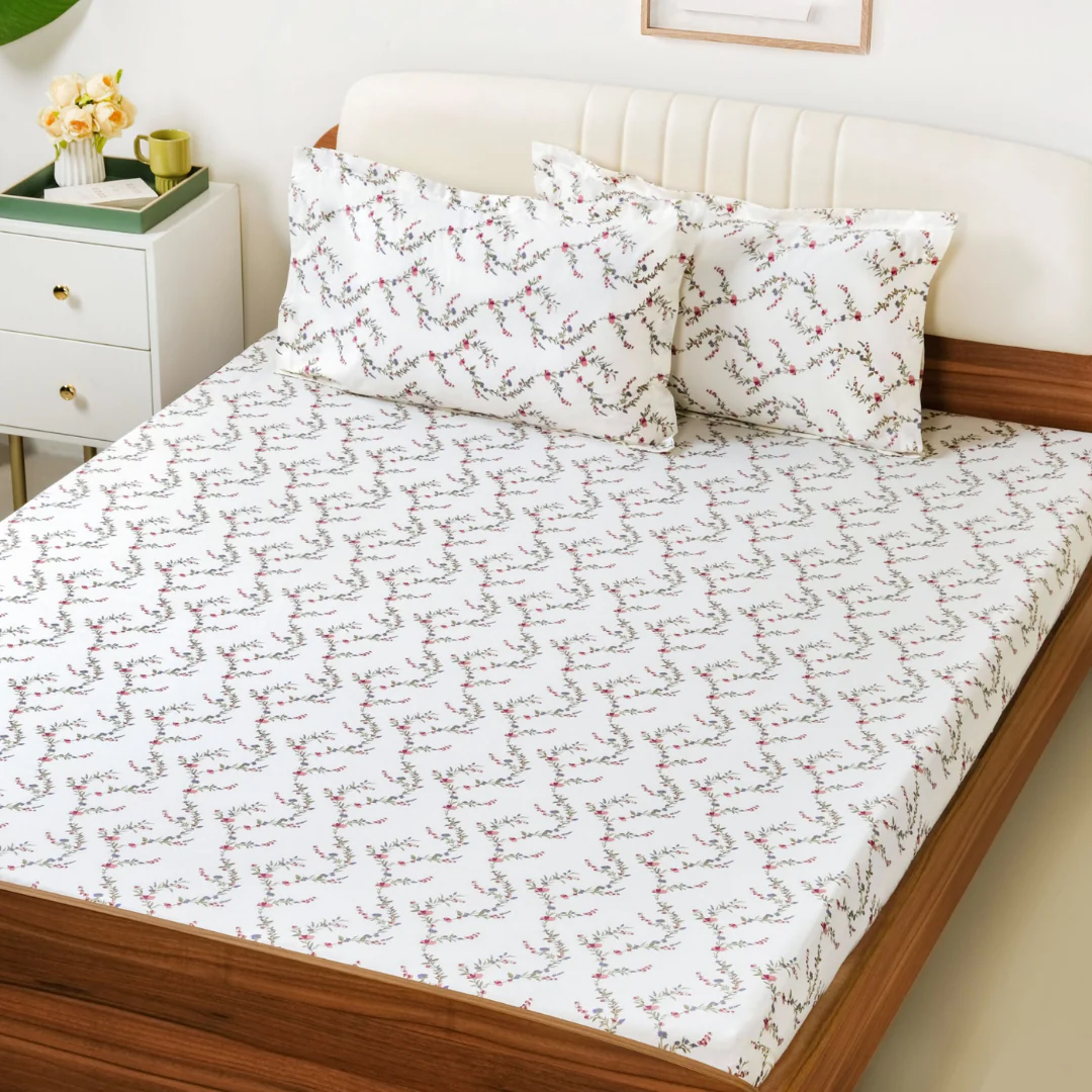 Dewdrop Vine Pure Cotton King Size Bedding Set 275x275cm - Image 8