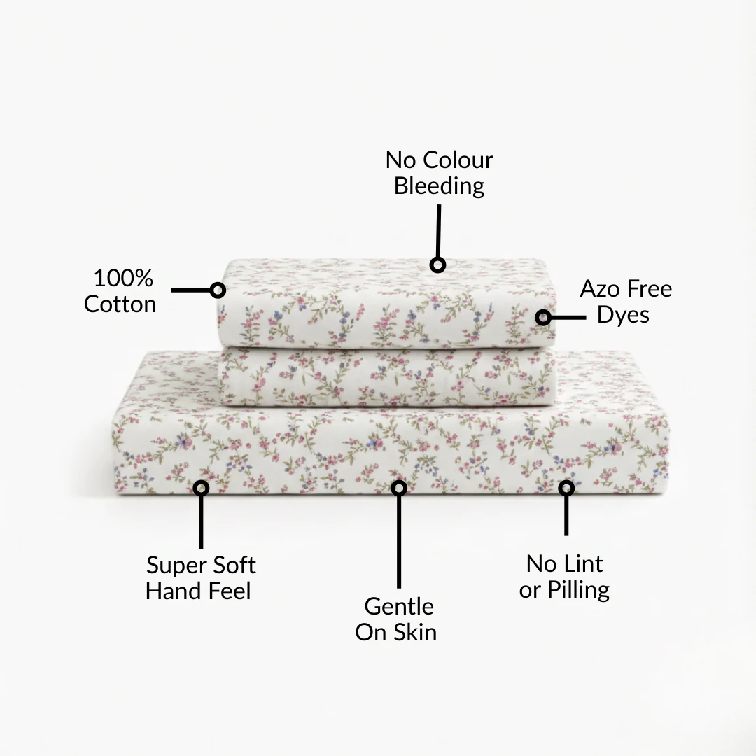 Dewdrop Vine Queen Size Cotton Bedding Set 254x229cm - Image 3