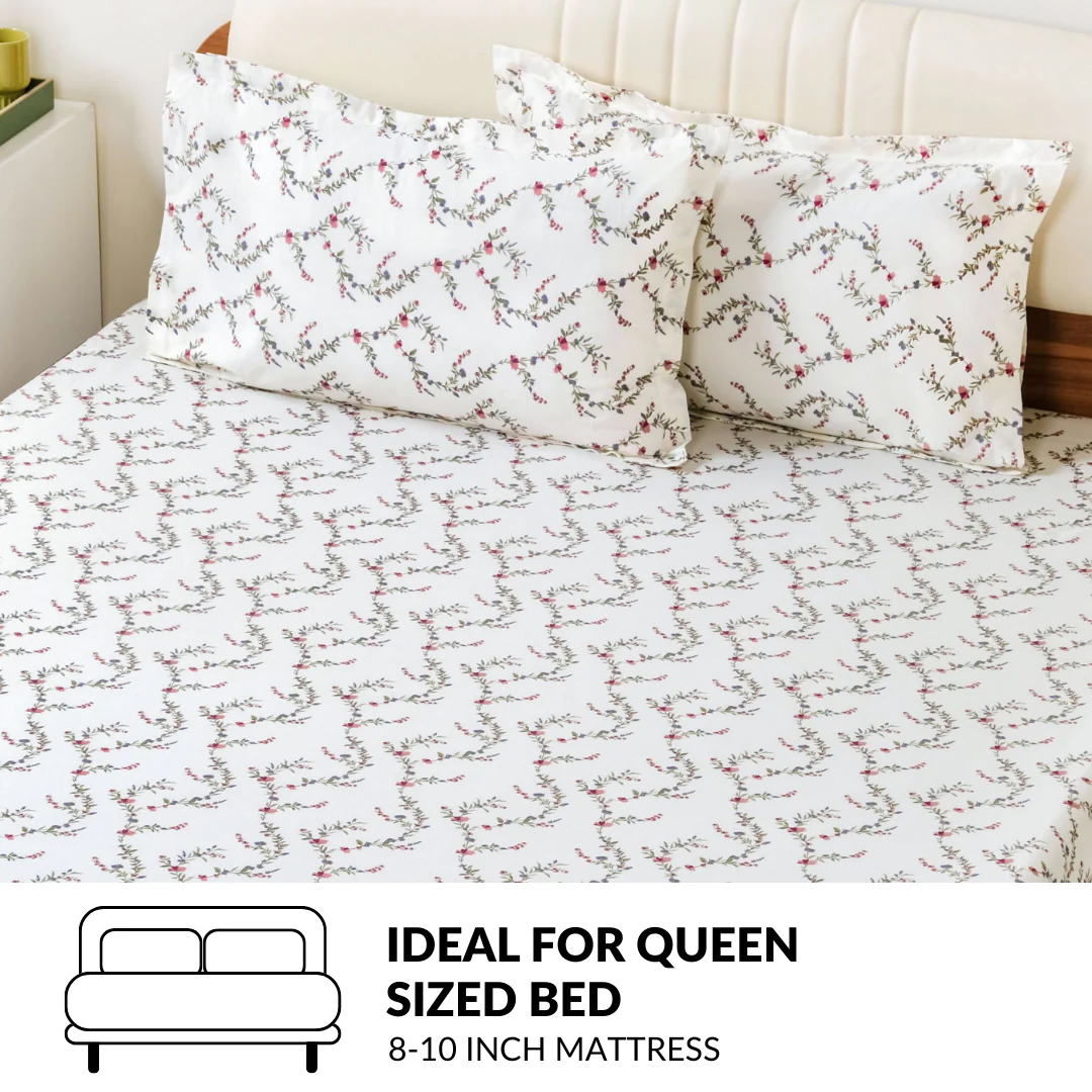 Dewdrop Vine Queen Size Cotton Bedding Set 254x229cm - Image 7