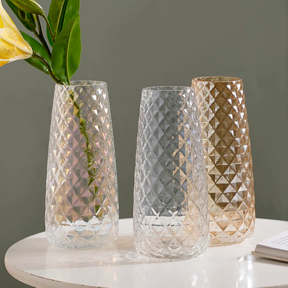 Diamante Glass Flower Vase Amber - Image 10