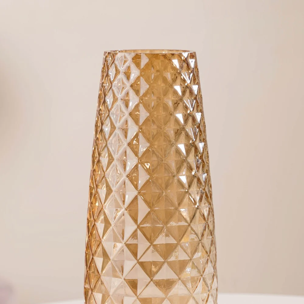 Diamante Glass Flower Vase Amber - Image 4