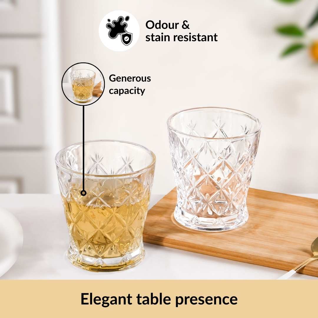 Diamond Cut Drinking Glass Set Of 6 245ml - Image 3